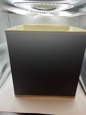 Neutral Grey Fabric Storage Bin with Beige Trim Set of 6 10x10